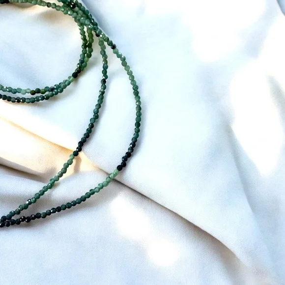 Green Multicolor Faceted Tourmaline Necklace 2 Strand 16” - Picture 1 of 7
